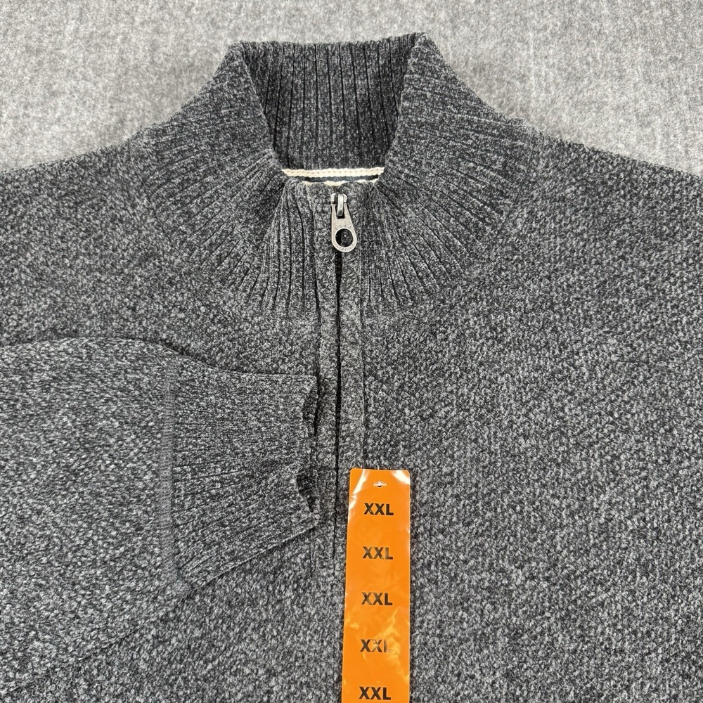 NWT Weatherproof Vintage Men's XXL Quarter Zip Sweater Fleece Lined Gray